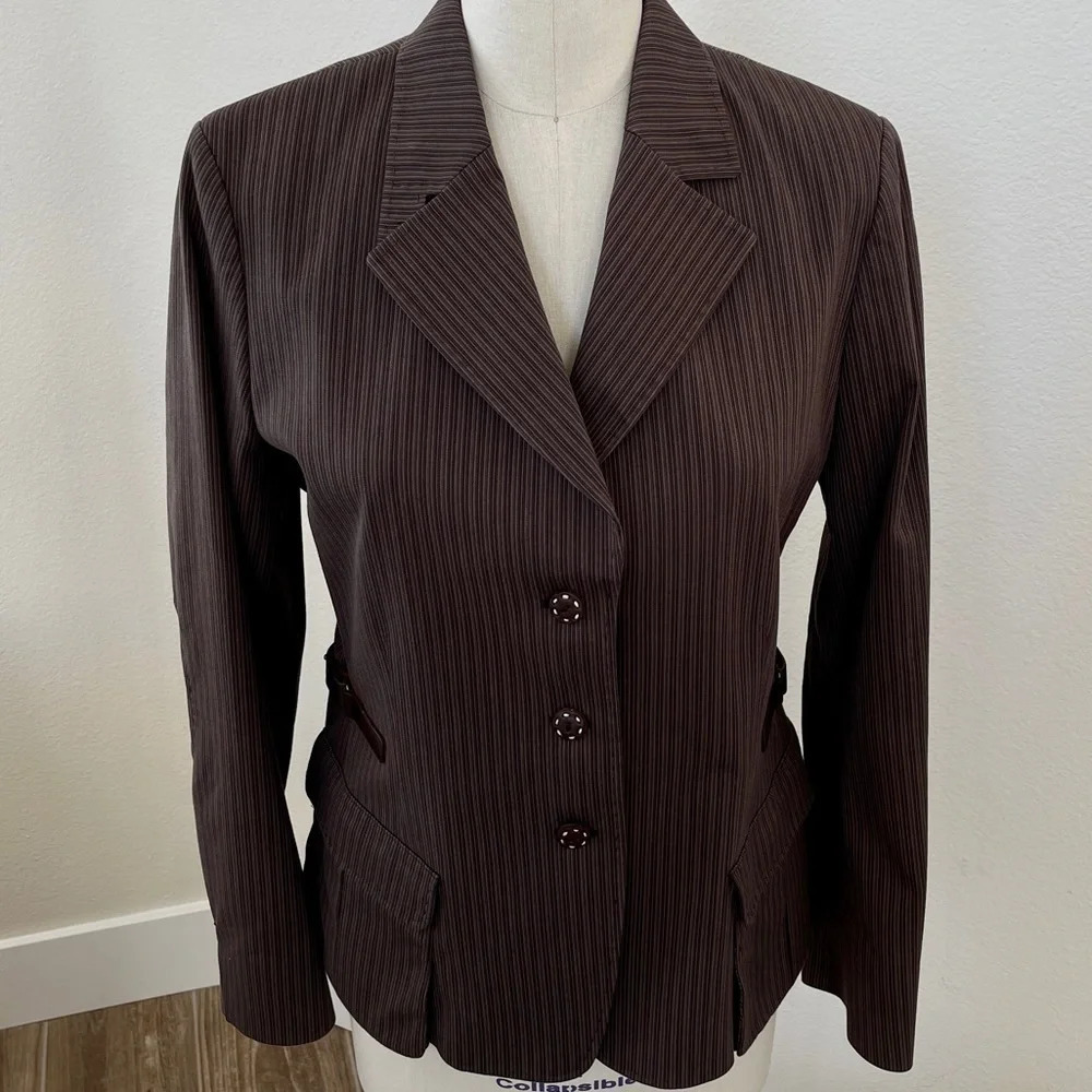 Vintage Faconnable Riding Designer Jacket with Leather Details
